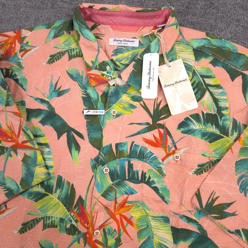 Tommy Bahama Nova Wave Shirt Mens 4XLB Pink Sunnyvale Blooms AOP Seersucker NEW